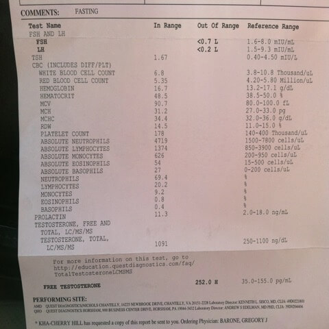 Complete blood work report example